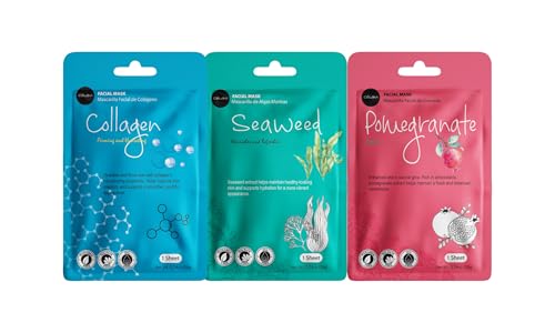 Celavi Korean Face Mask Sheet Set, Facial Spa Masks for Women, 12 Pack