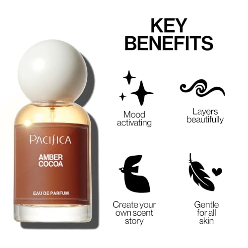 Pacifica Amber Cocoa Eau de Parfum – Warm Spiced Gourmand Perfume for Women with Cinnamon, Coffee, Vanilla & Sandalwood, Long Lasting, Vegan, Cruelty-Free, Paraben-Free, 1 fl oz