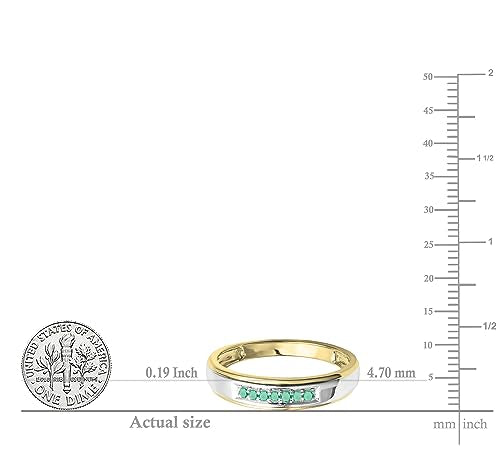 Dazzlingrock Collection Round Emerald Seven Stone Men's Wedding Band in 18K Yellow Gold Plated Sterling Silver Size 10