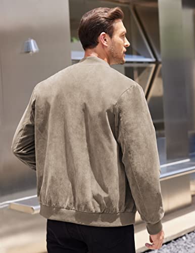 COOFANDY Men's Varsity Baseball Jacket Causal Slim Fit Suede Leather Bomber Jackets