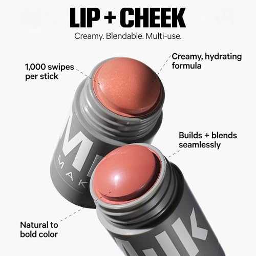 Milk Makeup Bronzer, Blush + Highlighter Full Size Trio – Bronzer in Baked .19oz, Cream Blush + Lip Color in Werk (Dusty Rose) .21oz + Highlighter Stick in Lit (Champagne) .21oz – Hydrating Formulas