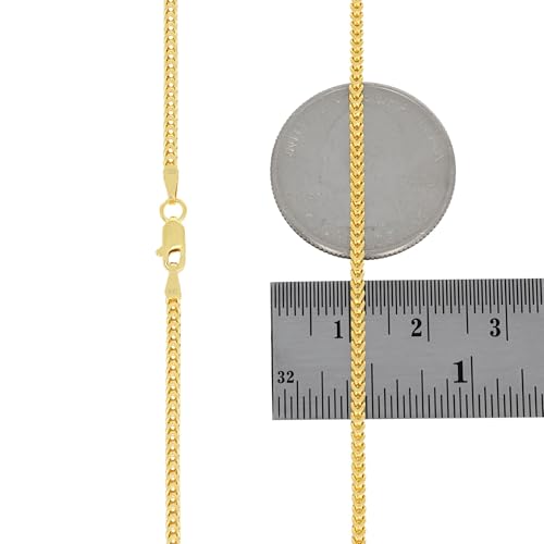 Nuragold 10K Real Yellow Gold 2mm Franco Square Box Wheat Chain Necklace - 20"