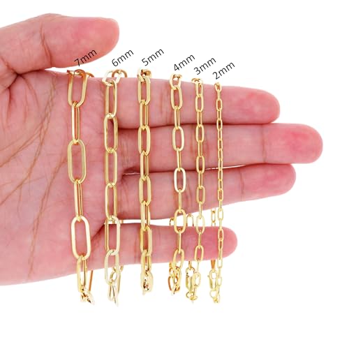 Nuragold 14k Real Yellow Gold Paperclip Chain Cable Link Italian Bracelet - 3mm,7"