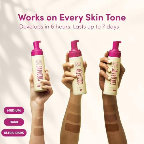 Coco & Eve Self Tanner Foam Kit - (Medium) Streak-Free Sunless Tanning Mousse, Tropically Scented Natural Looking Tan With Mitt Applicator, Vegan, Cruelty Free | Sunny Honey Bali Bronzing, 6.7 fl oz