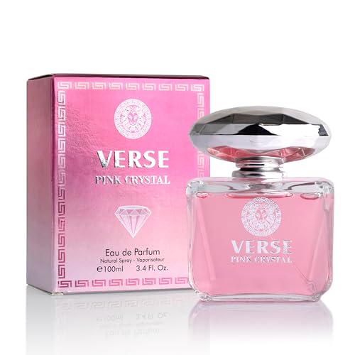 Verse Pink Crystal Eau De Parfum for Woman - Top Notes of Pomegranate, Yuzu & Iced Accord - Base Notes of Peony, Lotus, Magnolia, Amber, Musk & Mahogany - Floral & Fruity Scent - Elegant 100ml Bottle
