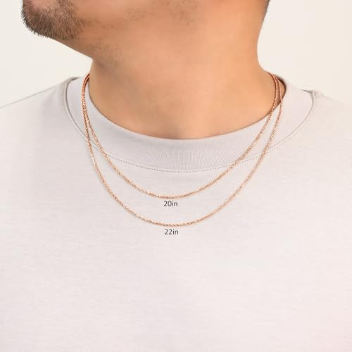 Nuragold 10K Real Rose Gold Rope Chain Diamond Cut Necklace (1.5mm-6mm) - 1.5mm,18"