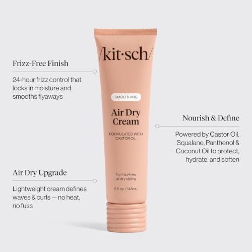 Kitsch Smoothing Air Dry Cream – With Castor Oil & Coconut Oil - 5 oz