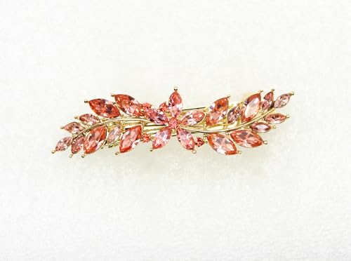 Faship Gorgeous Coral Rhinestone Crystal Small Floral Hair Barrette Clip