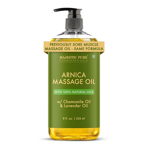 Majestic Pure Arnica Massage Oil, Relaxing Body Oil, 8 Fl Oz