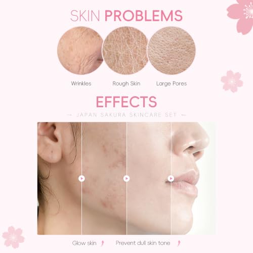 LAIKOU Sakura Skincare Set for Teen Girls, Complete Face Care Kit 34pcs
