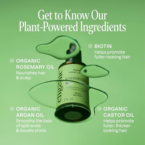 Cliganic Rosemary Oil for Hair & Scalp - Biotin & Jojoba Infused Repair Serum to Smooth & Soften Frizzy, Dry, Damaged Hair, Split Ends. Promote Fuller-Looking Hair, 2 Fl Oz