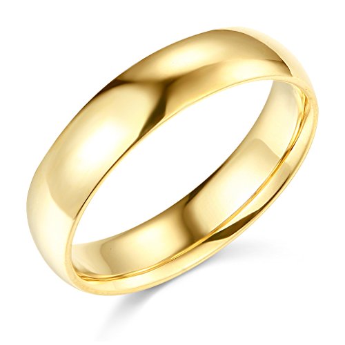 14k Yellow Gold 5mm Plain Wedding Band - Size 12