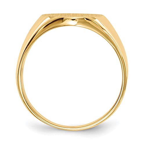 Sonia Jewels Real 14k Yellow Gold 14.0x13mm Closed Back Men's Engravable Monogram Signet Ring Band Size 12