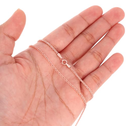 Nuragold 10K Real Rose Gold Rope Chain Diamond Cut Necklace (1.5mm-6mm) - 1.5mm,18"