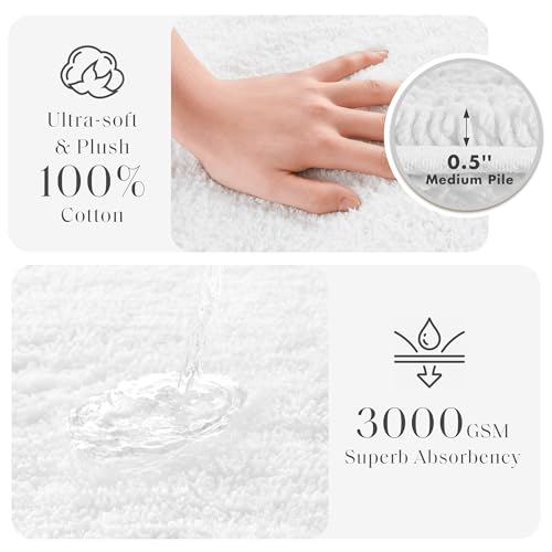 Madison Park Splendor Reversible 100% Cotton Bath Rug, 21 x 34, White