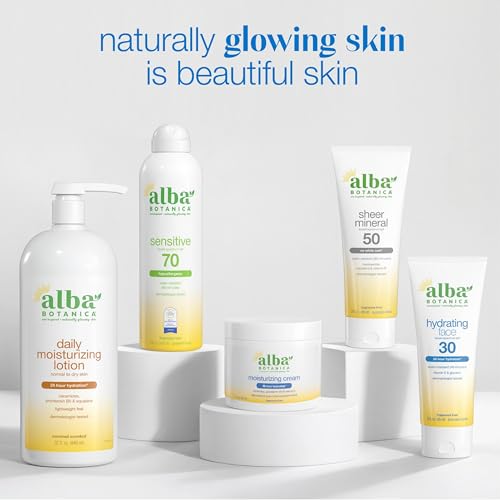 Alba Botanica Sunscreen for Face, Fragrance-Free Sheer Mineral Face Sunscreen Lotion, Broad Spectrum SPF 50, Water Resistant and Biodegradable, 2 fl. oz. Bottle (Packaging May Vary)