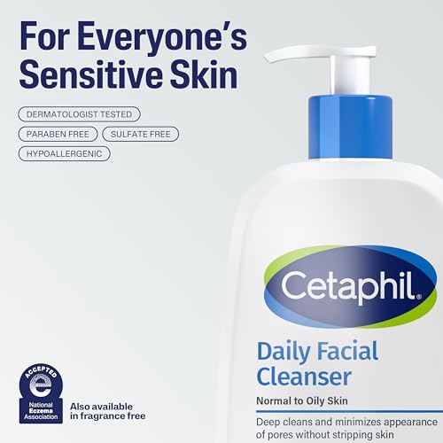Cetaphil Daily Facial Cleanser, Oily & Combination Skin, 16 fl oz, 2 ct