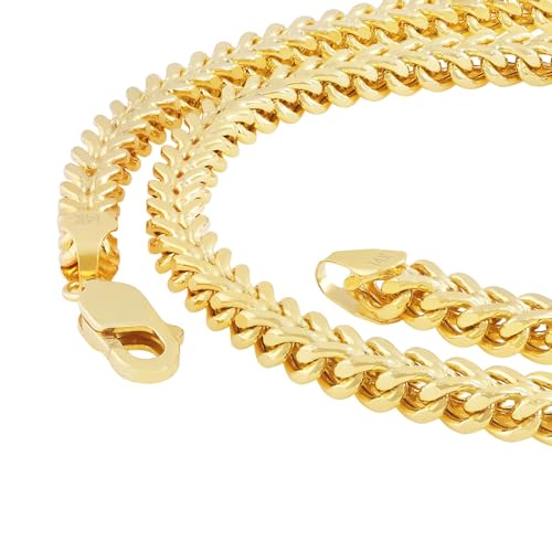 Nuragold 14K Real Yellow Gold 4mm Franco Box Wheat Chain Mens Necklace - 24"