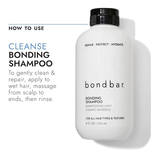 Bondbar Repairing Shampoo, Protects, Strengthens & Hydrates All Hair Types & Textures, Prevents Flyaways & Frizz, Adds Moisture & Shine, Vegan, CrueltyFree, 8 Fl. Oz.