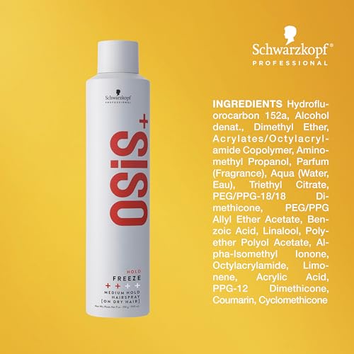 OSiS+ Freeze Medium Hold Hairspray 9oz | All Day Hold and Shine | Heat and Humidity Protection