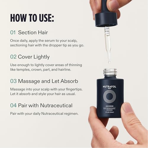 Nutrafol Men's Hair Serum for Thinning Hair, Lightweight, 1 Fl Oz Bottle