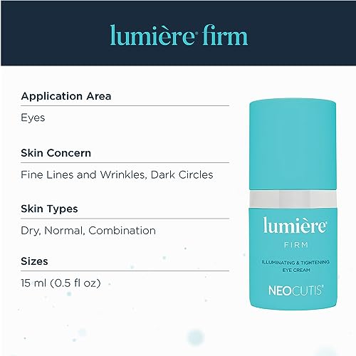 NEOCUTIS Lumiere Firm - Illuminating and Tightening, Anti-Aging Eye Cream - Brighten, Hydrate, and Soothe - for Dark Circles, Puffiness, and Wrinkle Prevention - Travel-Friendly - 15 ml / 0.5 fl oz