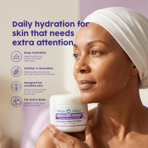 PhysAssist - Oncology Body Cream with Botanicals, 4 oz. Soothing and Hydrating to Stressed Skin. Made with Oils of Lavender, Calendula, and Peppermint. Non-Irritant, Clinically Tested.