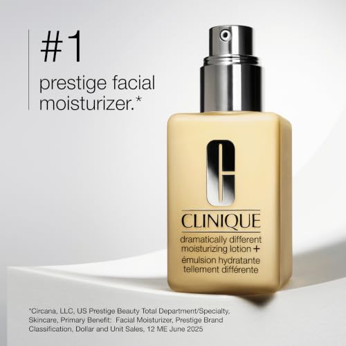 Clinique Dramatically Different Moisturizing Lotion+ | Hydrating Face Mositurizer With Glycerin and Urea | Strengthens Skin Barrier | Step 3 in 3-Step Skin Care Routine, 4.2 Fl Oz