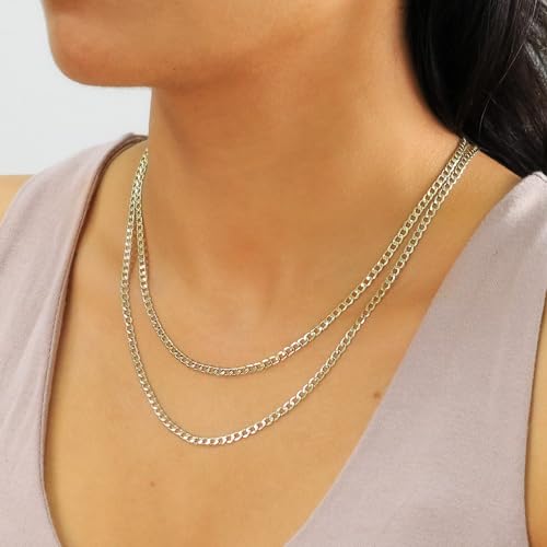 Nuragold 14k Real Yellow Gold Cuban Curb Link 3.5mm Chain Necklace, 16"-30" - 18"