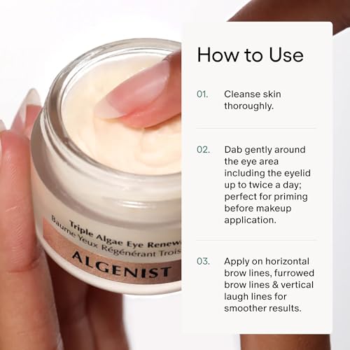 Algenist Triple Algae Eye Renewal Balm - Hydrating Vegan Eye Cream with Caffeine, Alguronic Acid & Peptides to Help Reduce Dark Circles, Puffiness, Fine Lines & Wrinkles - Travel Size (0.5 oz)