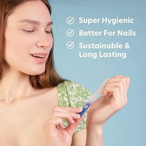 Bona Fide Beauty Glass Nail File with Case (Aqua Cobalt), Made in Czech