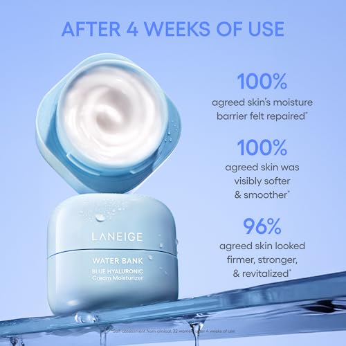 LANEIGE Daily Hydration Essential Set | Gentle Gel Cleanser, Cream Skin Mist, & Water Bank Blue Hyaluronic Cream Moisturizer