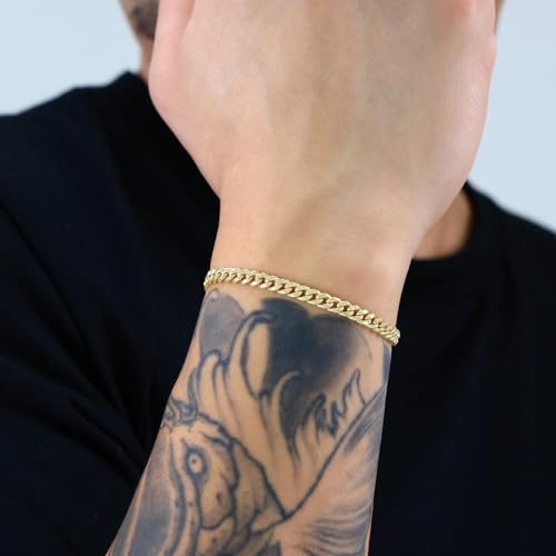 Nuragold 14k Real Yellow Gold Miami Cuban Link 4.5mm Chain Italian Bracelet - 8.5"
