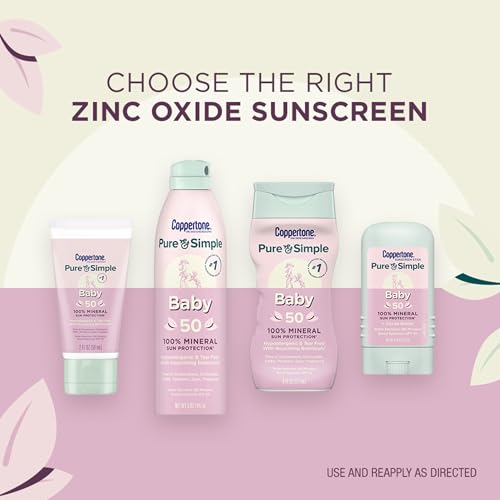 Coppertone Pure and Simple Baby Sunscreen Stick SPF 50, 0.49 OZ