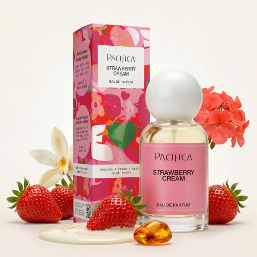 Pacifica Strawberry Cream Perfume for Women – Fruity Floral Eau de Parfum Spray with Strawberry, Vanilla, Jasmine & Sandalwood Notes, Long Lasting, Clean Beauty, 1 fl oz