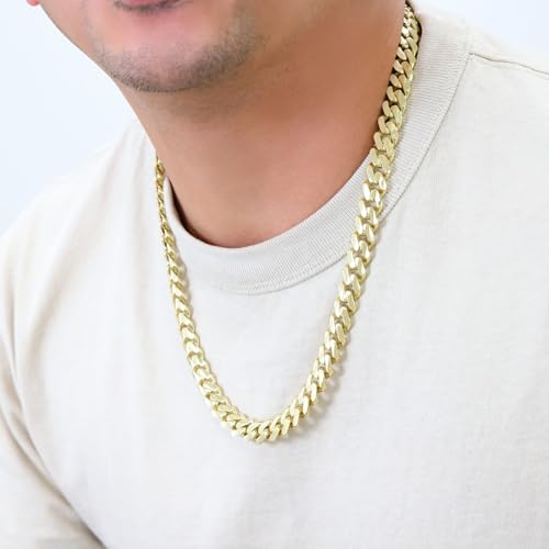 Nuragold 10k Real Yellow Gold Monaco 11mm Miami Cuban Chain Mens Necklace - 24"