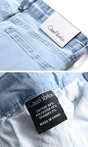 Qazel Vorrlon Men's Skinny Stretch Jeans Slim Fit Ripped Jeans Destroyed Distressed Pants,Light Blue,30