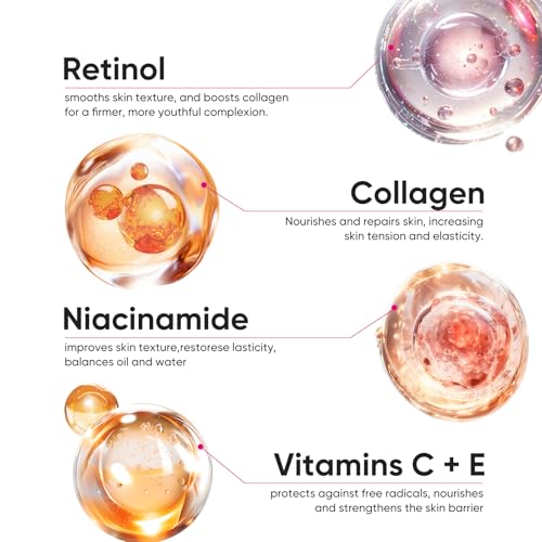 YAFUSIPE Travel Skincare Set, Collagen Retinol Face Wash, Toner, Anti-Aging Serum & Moisturizer Cream Travel Essentials Toiletries Kit for Women, Cleanser & Skincare Skin Routine Kit