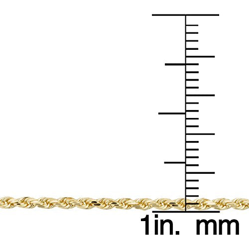 Kooljewelry 14k Yellow Gold Solid 1.7 mm Rope Chain Bracelet (7.5 inch)