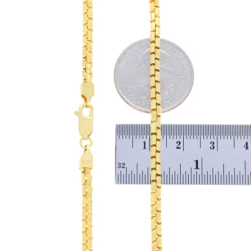 Nuragold 10K Real Yellow Gold Round Box 3.5mm Venetian Link Chain Necklace - 20"
