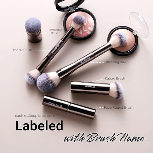 Professional Makeup Brush Set BS-MALL with Travel Case, 20PCS Synthetic Makeup Brushes for Foundation, Conce aler, Blush, Powder & Eyeshadow, Labeled Face Eye Brushes for Beginners, Makeup Artists