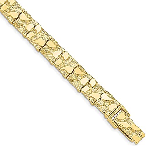Dazzlingrock Collection 7.5 mm Men's Nugget Cuff Gold Link Bracelet (8 Inch) in 14K Solid Yellow Gold