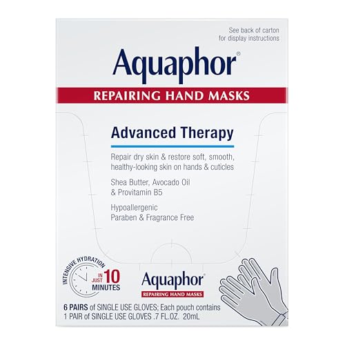Aquaphor Advanced Therapy Repairing Hand Masks, 6 Masks x 0.7 FL OZ