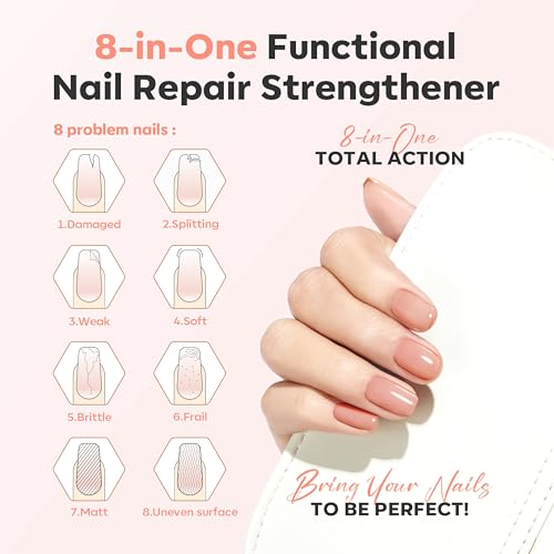 Modelones Nail Strengthener and Growth, Nail Hardener, Nude Nail Polish