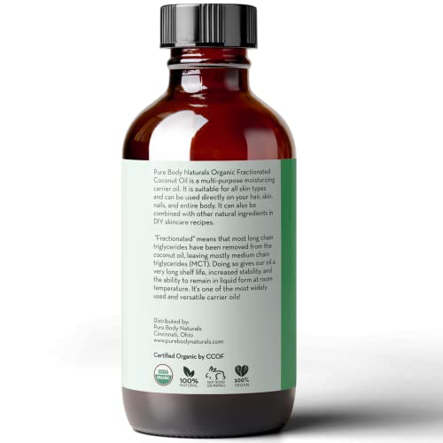 Organic Fractionated Coconut Oil, Carrier Oil with Dropper, 4 fl oz