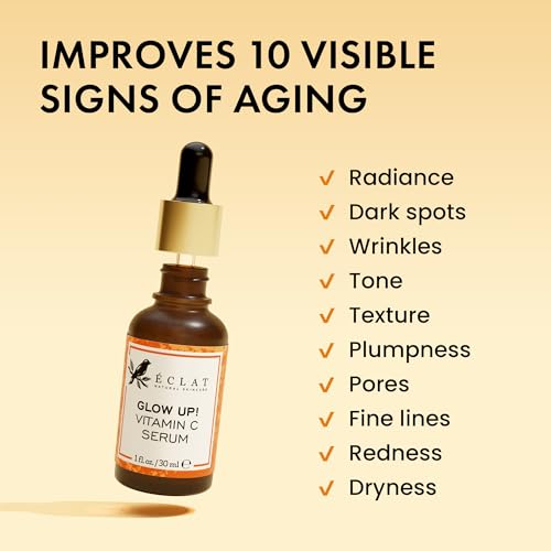 Eclat Skincare Vitamin C Serum - Skin Care for Dark Spots, Vitamin C Serum for Face with Hyaluronic Acid, Ferulic Acid, & Vit E - Anti Aging and Skin Brightening Vit C Formula for Face Care 1 Fl Oz