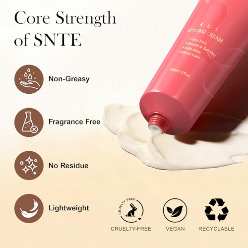 ‌4-in-1 Styling Cream for Flyaways & Curl Defining, Non-Greasy Smoothing Cream for Women & Kids, Add Shine Slick Back Hair, No White Flakes & Chemical Flavors Fly Away Hair Tamer