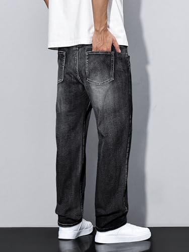 JMIERR Mens Denim Baggy Jeans Relaxed Fit Work Pants for Men Outdoor Casual Quiet Luxury Pants, L, Black