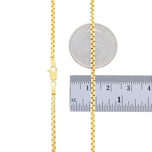 Nuragold 10K Real Yellow Gold Round Box 2.5mm Venetian Link Chain Necklace - 18"