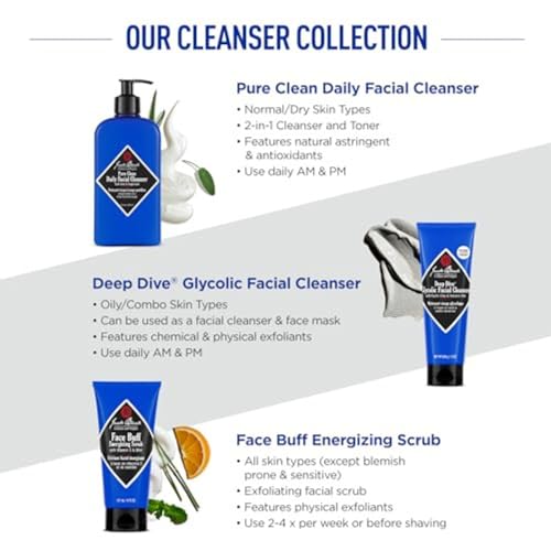 Jack Black Pure Clean Daily Facial Cleanser for Men - 2-in-1 Mens Facial Cleanser & Toner, 16 Fl Oz